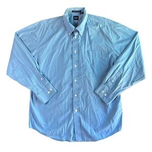 GAP Mens Classic Fit Light Blue Long Sleeve Button Down Cotton Shirt Large